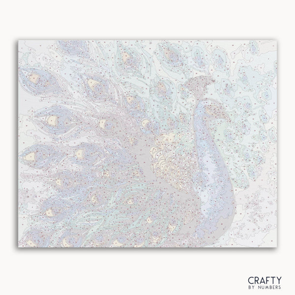 Pavo Real paint by number inspired by famous paintings featuring vibrant colors and intricate details.