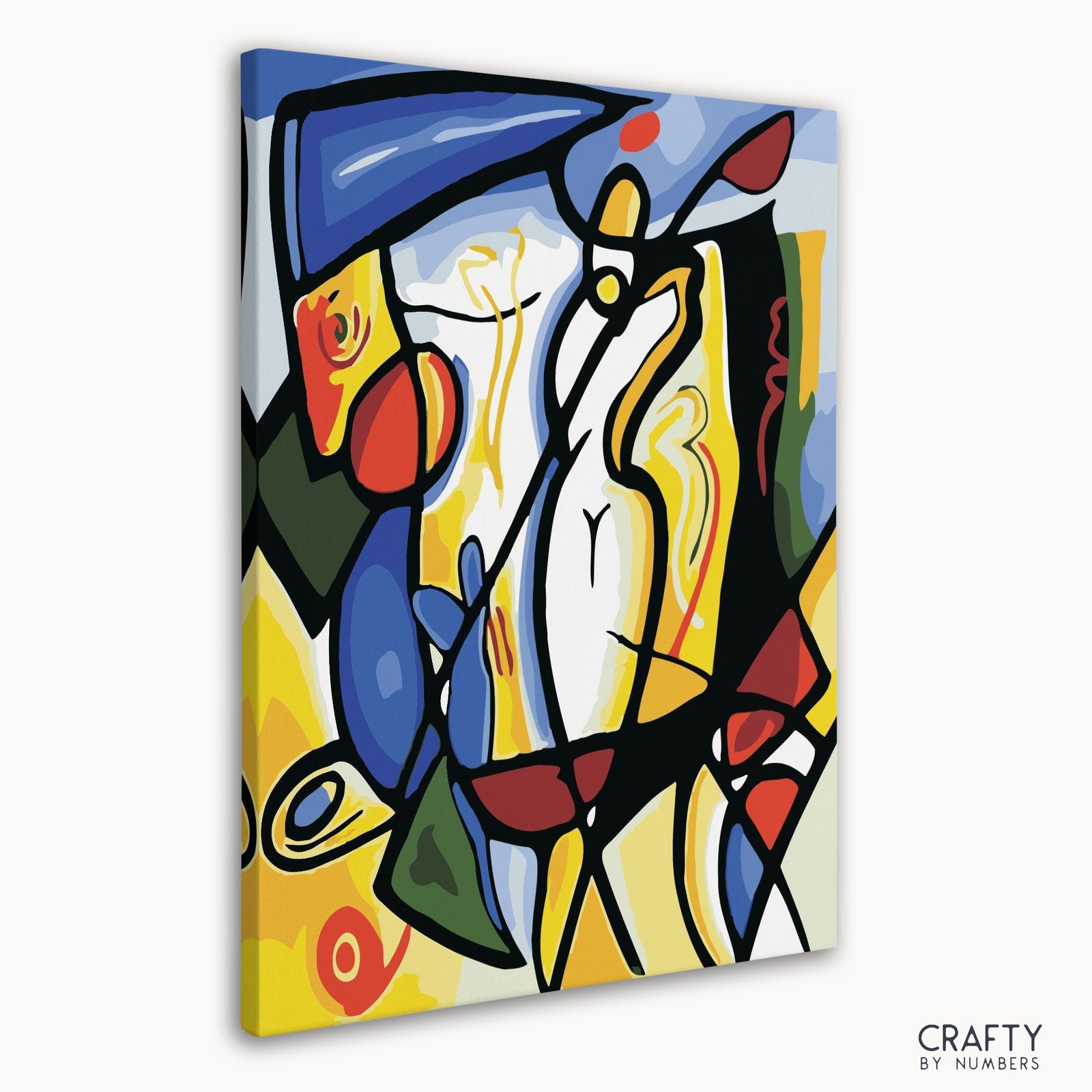 Pintura de Picasso por números en una pared blanca.