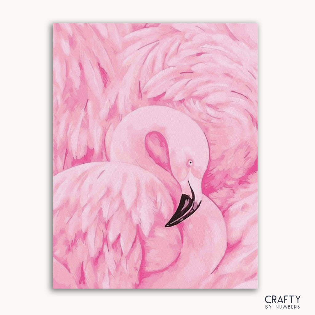 Pink Flamingo finished paint by numbers artwork