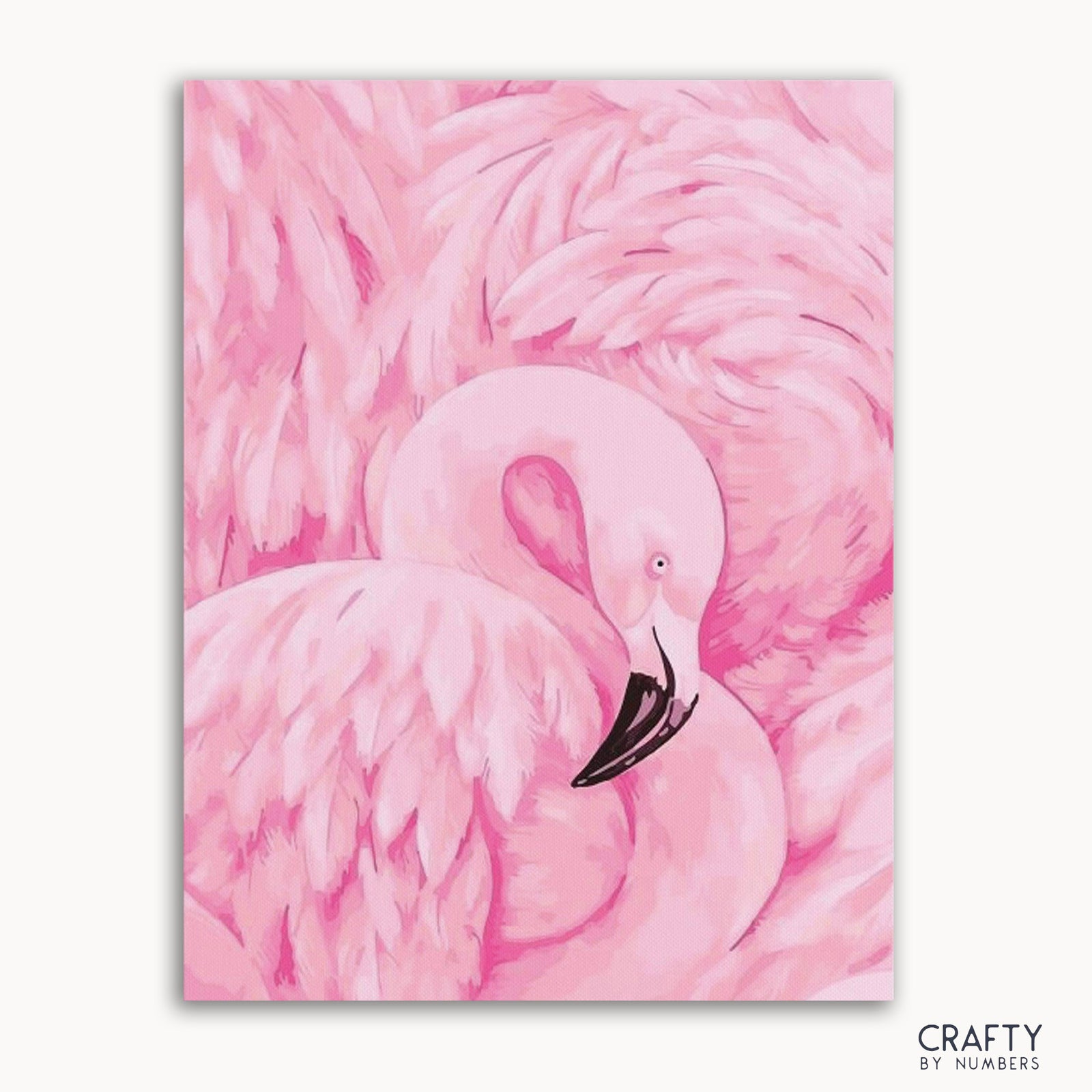 Pink Crane Bird finished paint by numbers artwork