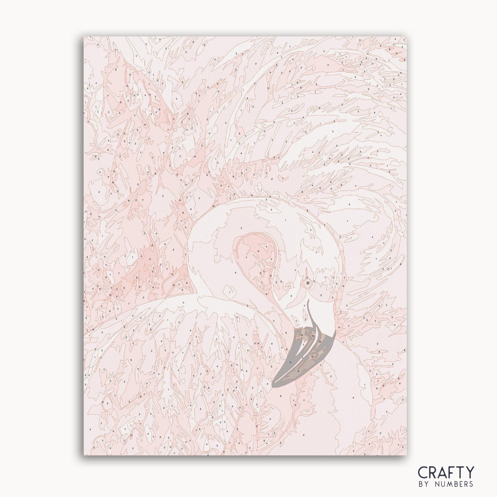 Pink Crane Bird paint by numbers kit with numbered canvas and paints