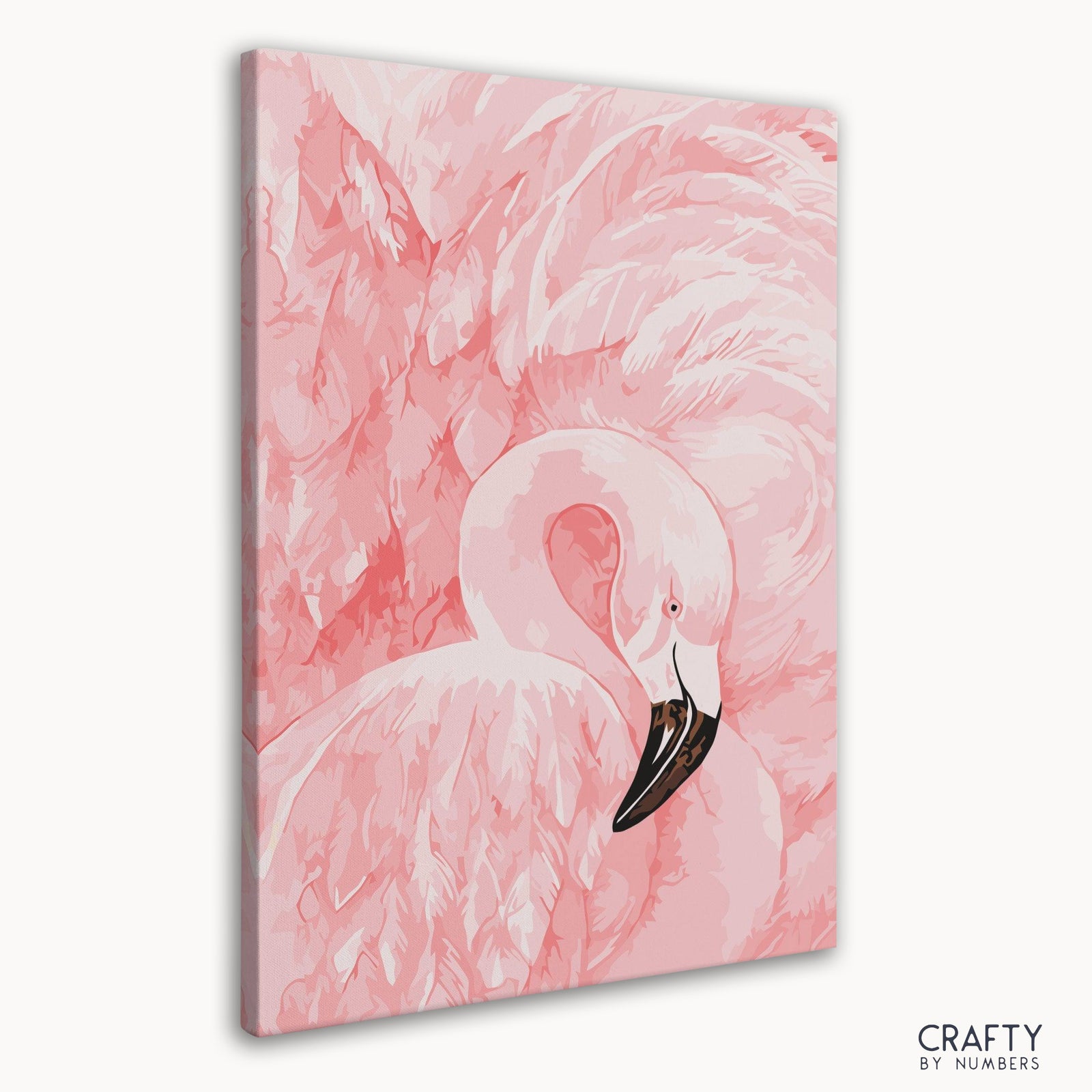 Close-up of pink Crane Bird on the numbered canvas