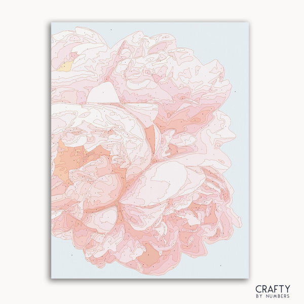Pink floral art paint by number inspired by famous paintings and famous flower paintings.