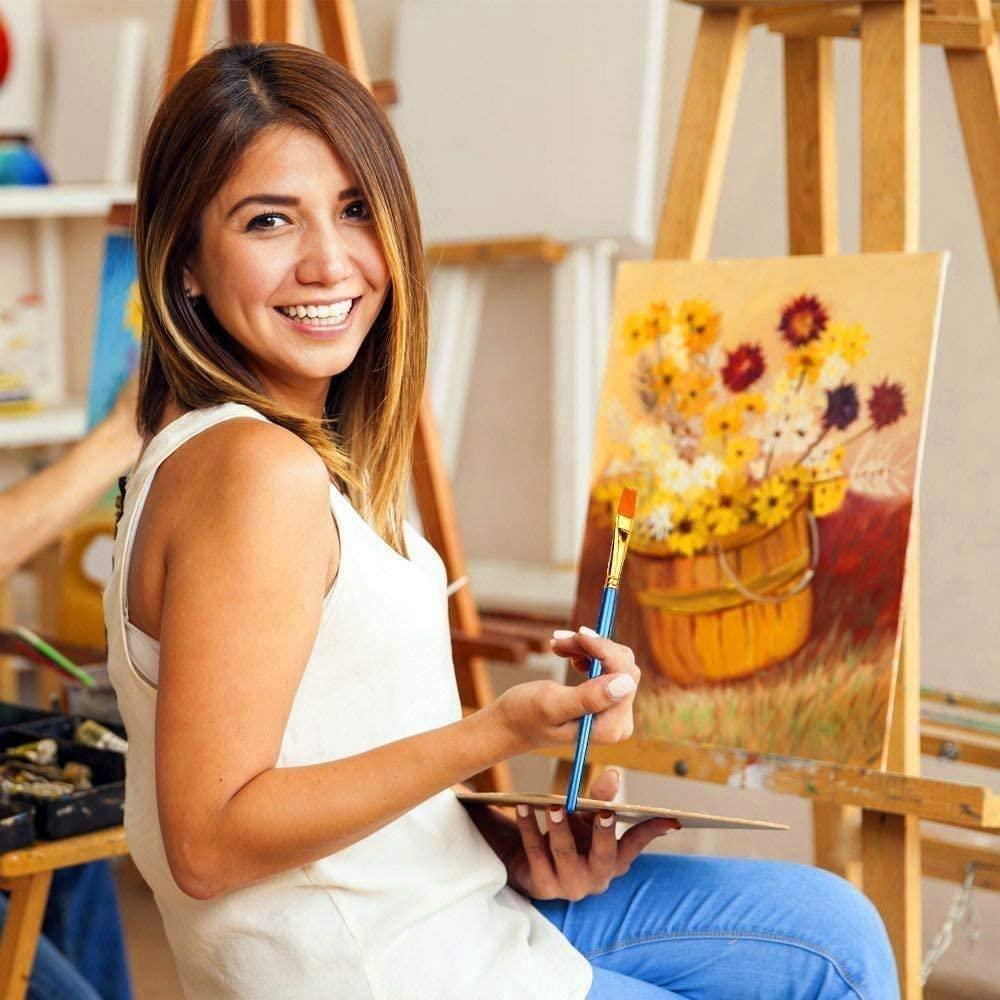 Premium Paint Brushes (10-Pack) (Free Gift) used during a painting session