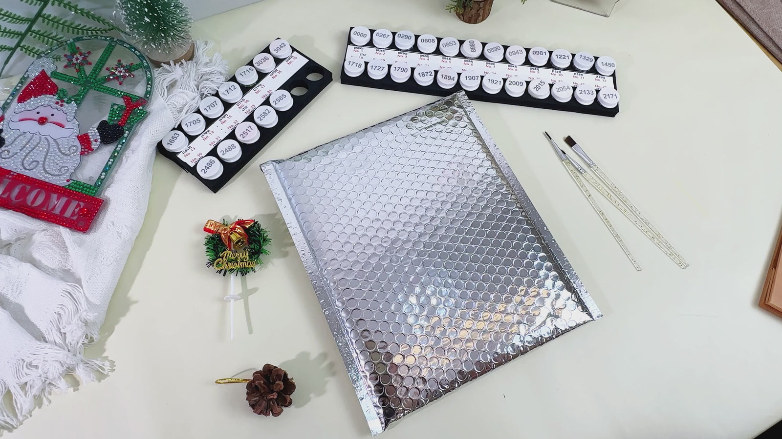Seasonal painting activity with Holiday Magic Calendar paint by numbers, perfect for holiday crafts.