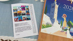 DIY paint by numbers kit featuring a travel-themed desk calendar layout for mindful painting.