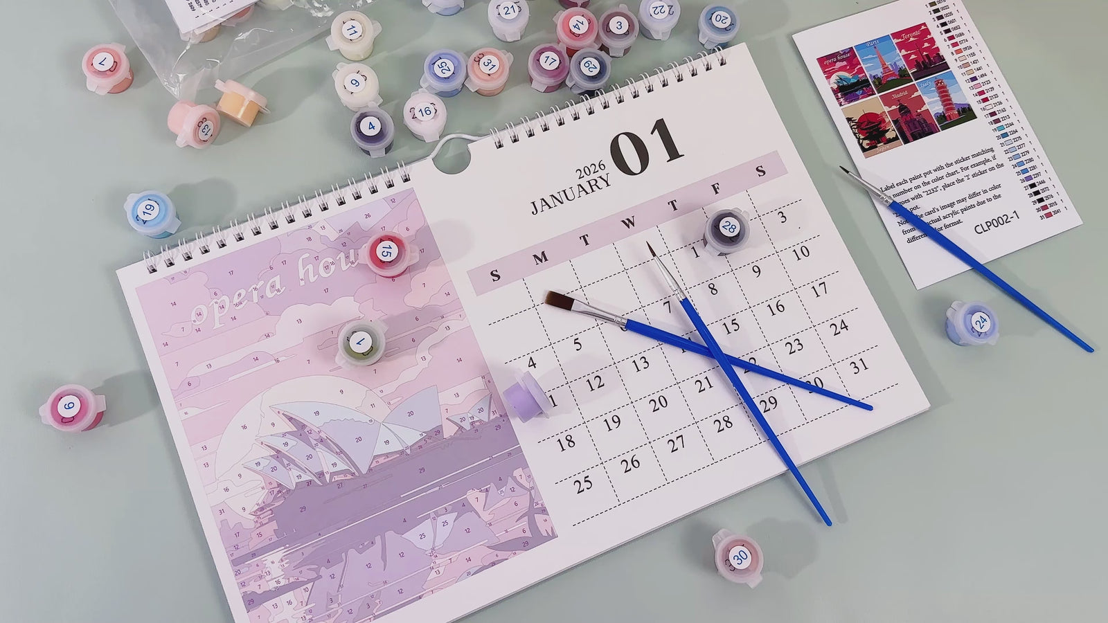 Wanderlust year-long paint by numbers kit offering scenic views, travel-inspired designs, and creative relaxation.