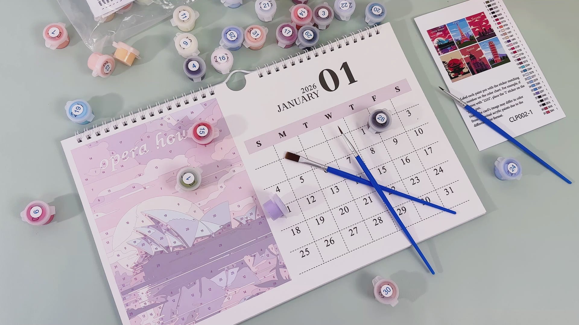 Wanderlust year-long paint by numbers kit offering scenic views, travel-inspired designs, and creative relaxation.