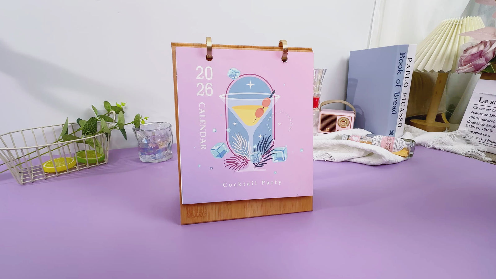 Adult coloring paint by numbers set for cocktail-inspired calendar artwork, great for home décor projects.