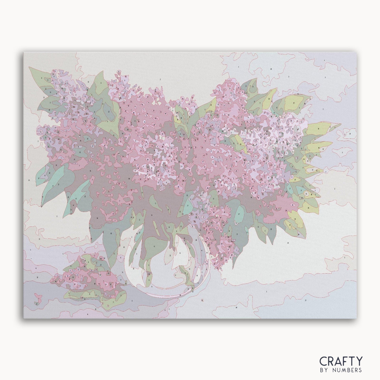 Purple Flowers paint by numbers kit with canvas and paints