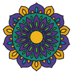 Finished Radiant Mandalas mini paintings displaying six colorful mandala artworks with vibrant hues and symmetrical designs