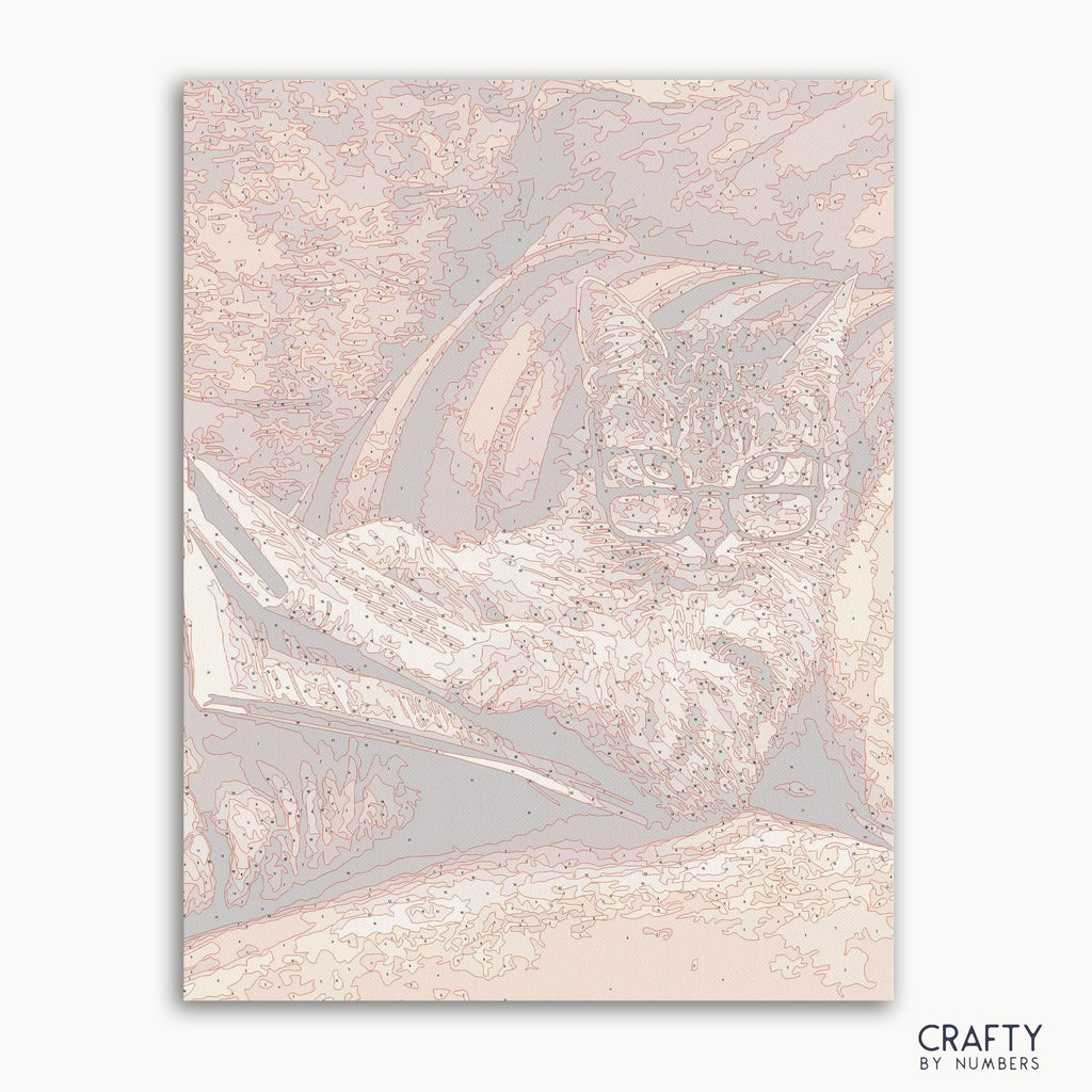 Reading Cat paint by number inspired by famous paintings and vincent van gogh famous paintings style.