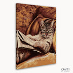 Colorful Reading Cat paint by number featuring elements from most famous paintings and famous landscape paintings.