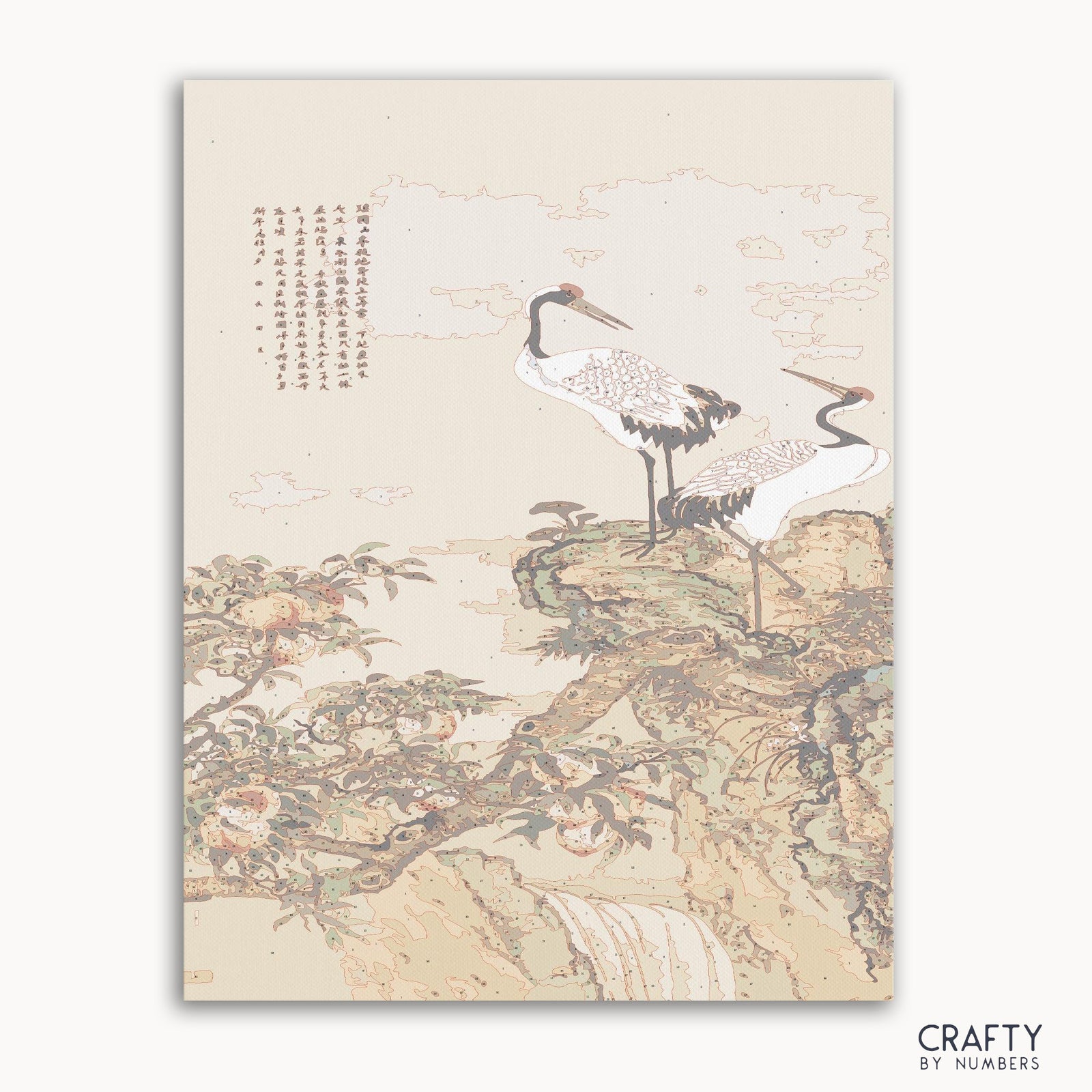 Red-Crowned Crane paint by numbers kit with canvas and paints