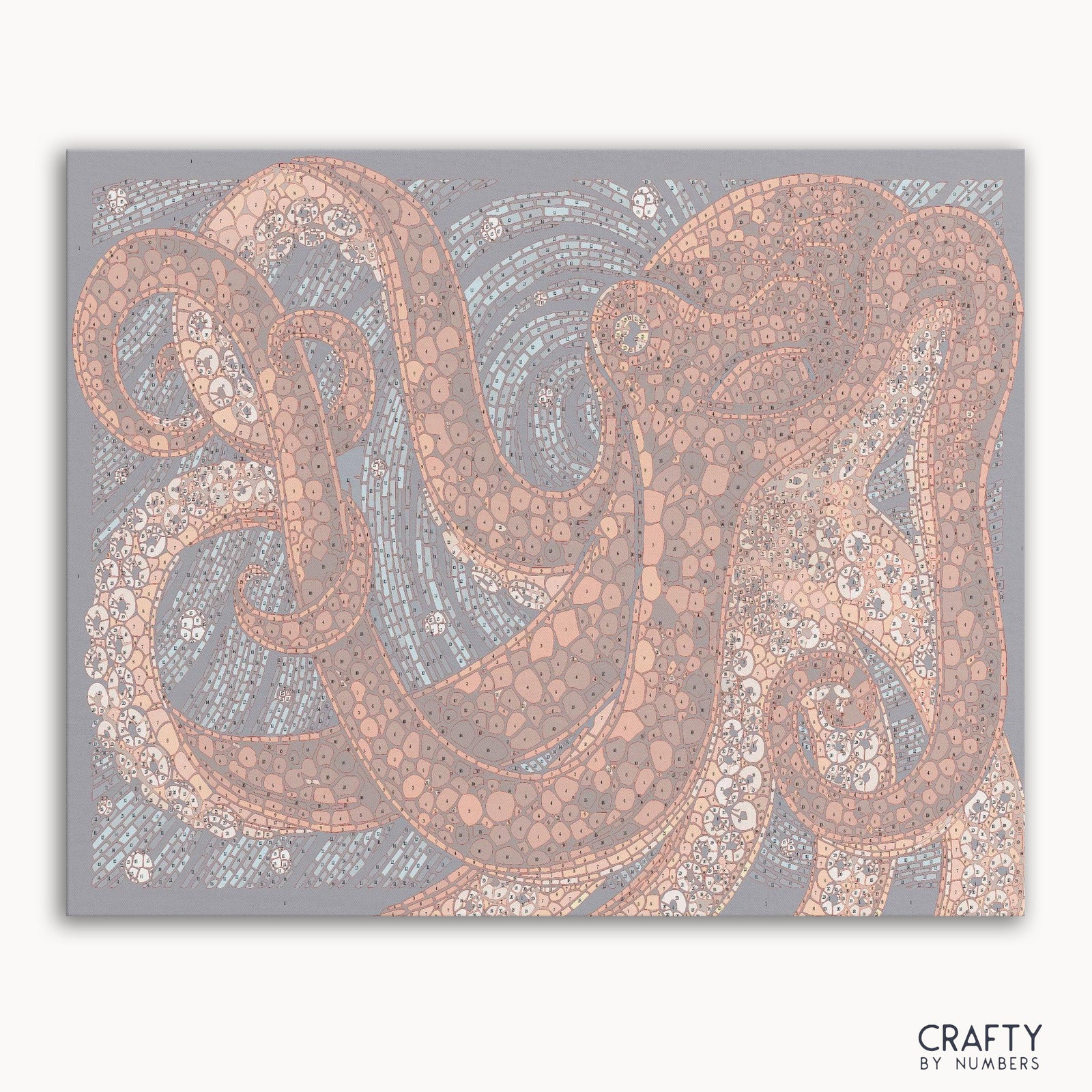 Red Octopus paint by numbers kit with canvas and paints