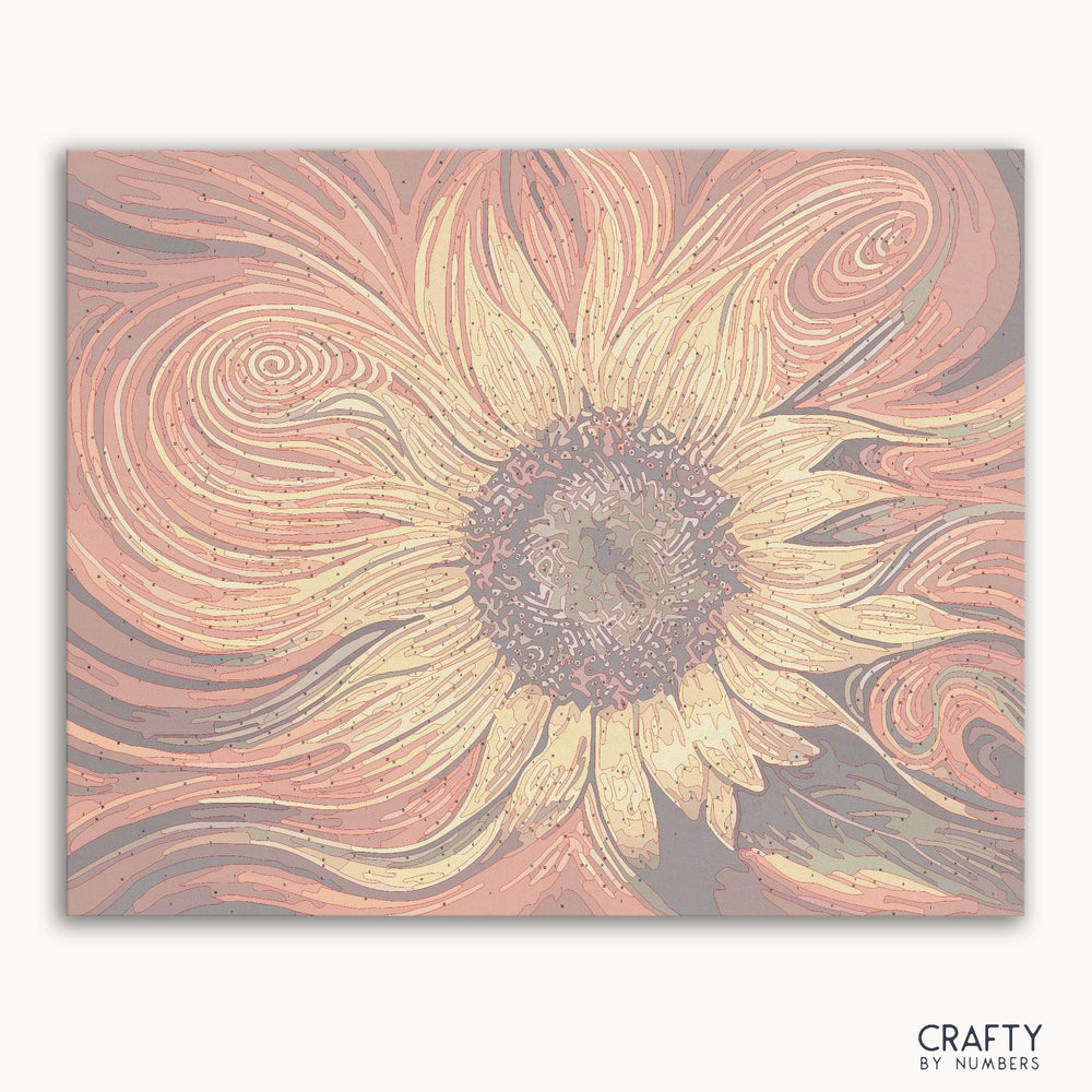 Red Sunflower paint by number artwork inspired by famous paintings and van gogh famous paintings style.