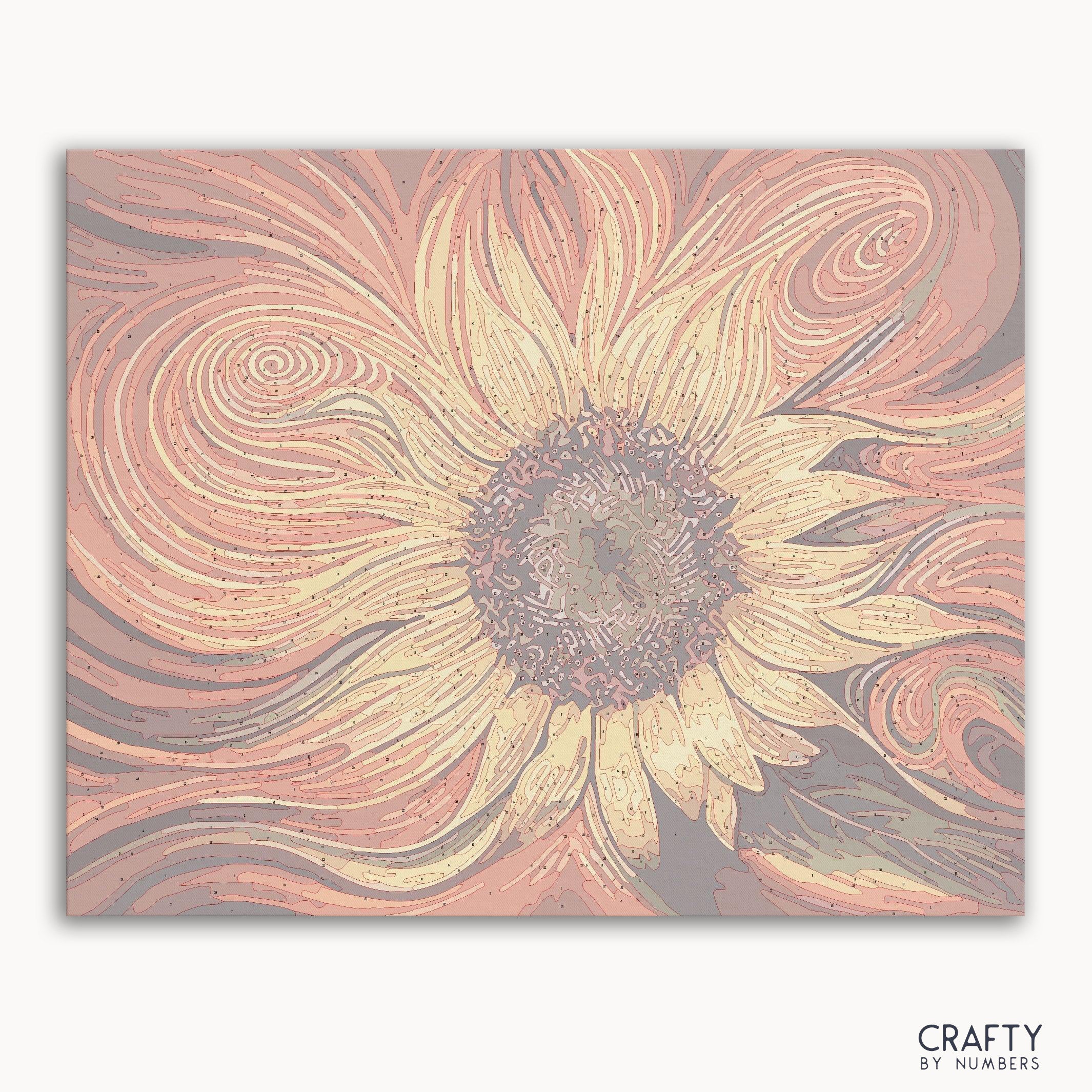 Red Sunflower paint by number artwork inspired by famous paintings and van gogh famous paintings style.