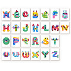 Roar & Learn Alphabet paint by numbers kit featuring a colorful monster-themed letter A with horns and googly eyes on a 6x8 inch linen canvas