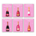 Rosé Champagne mini paint by numbers kit set of 6 with numbered linen canvases and acrylic paints