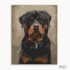 A paint-by-numbers kit featuring a Rottweiler dog.