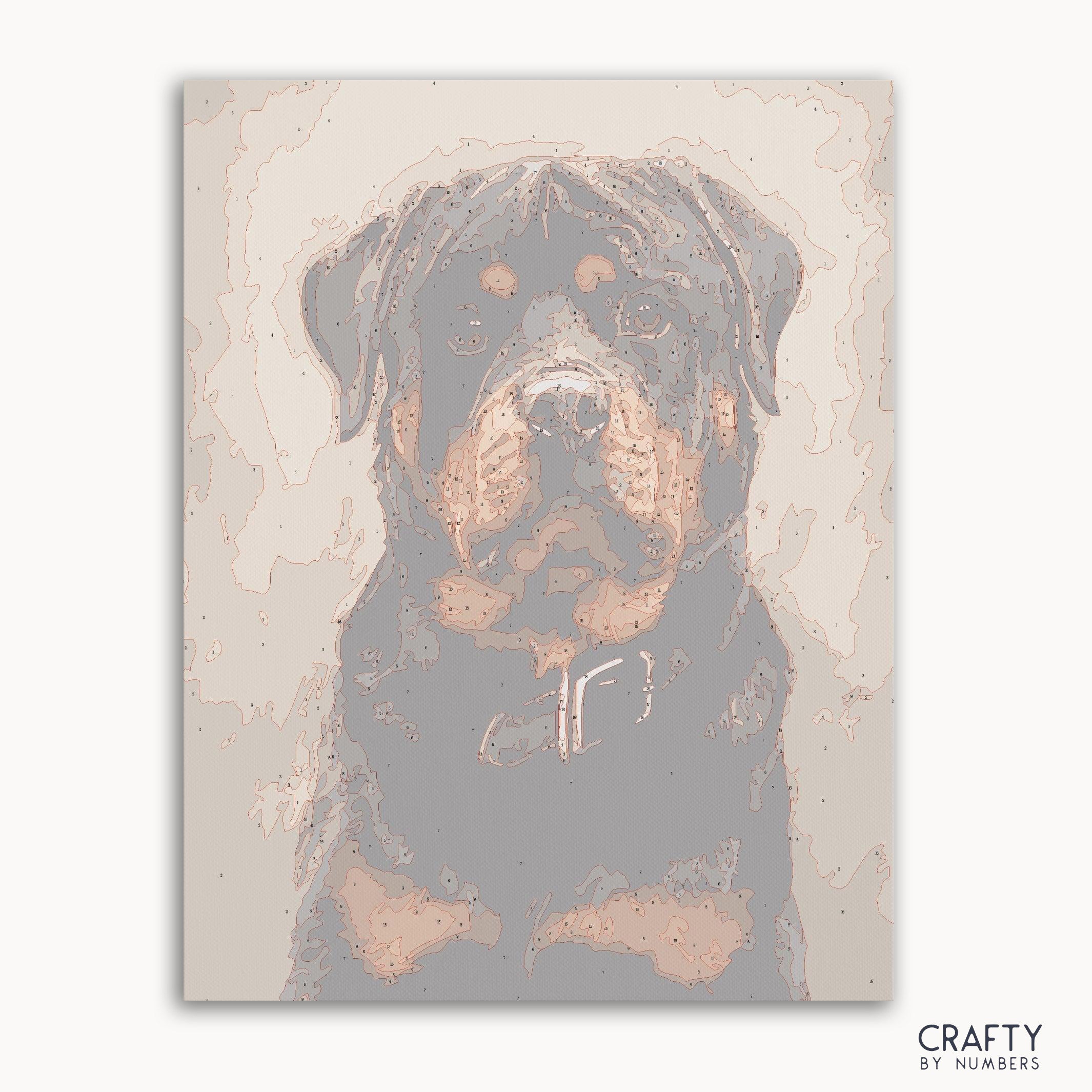 un painted canvas of rottweiler painting by crafty