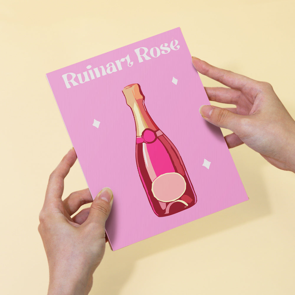 Finished Rosé Champagne paint by numbers artwork showcasing stylized rosé bottle inspired by champagne labels