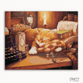 A paint-by-numbers kit image featuring a sleeping cat with a candle lit in the foreground, creating a warm, cozy atmosphere.