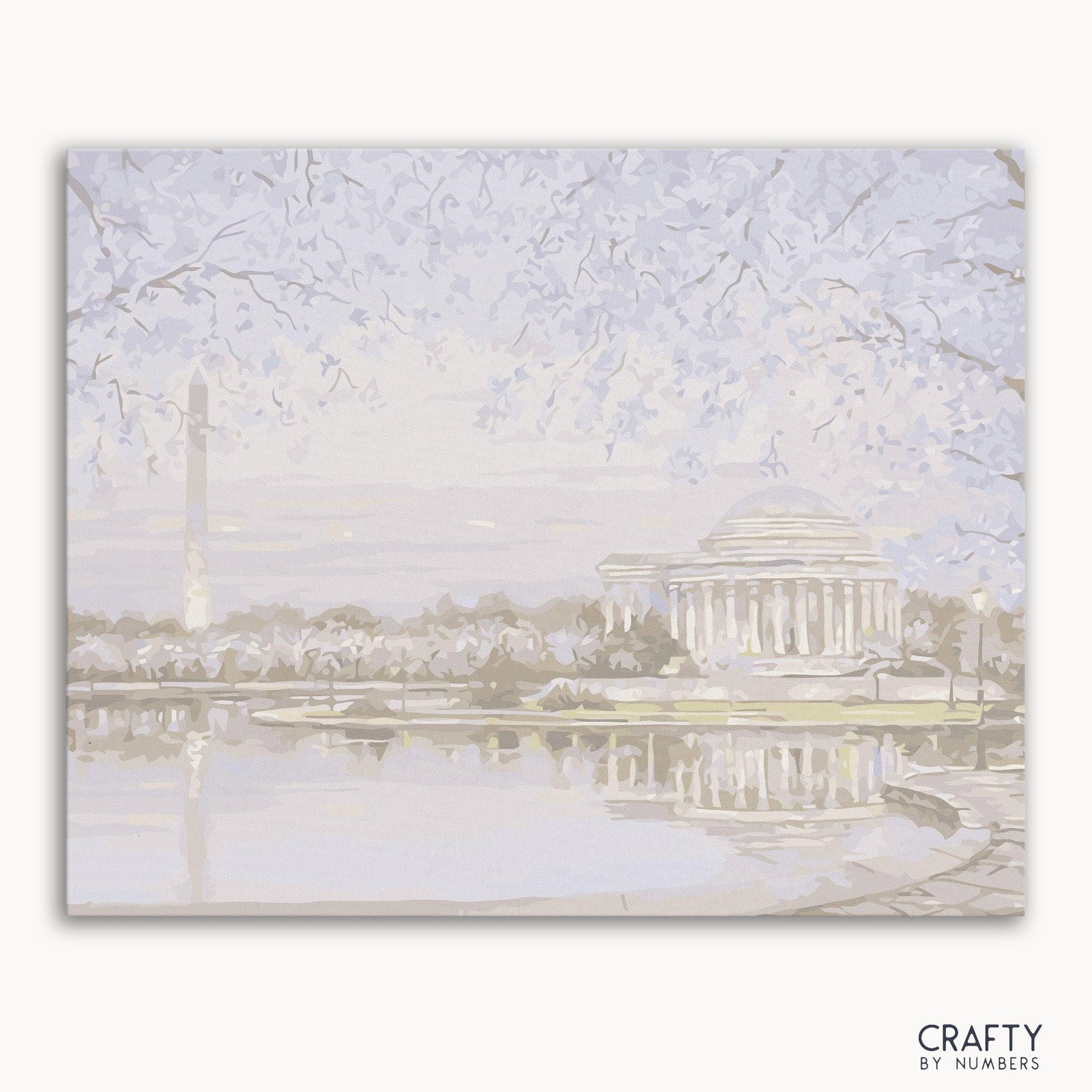 Spring Washington DC paint by numbers kit with canvas and paints