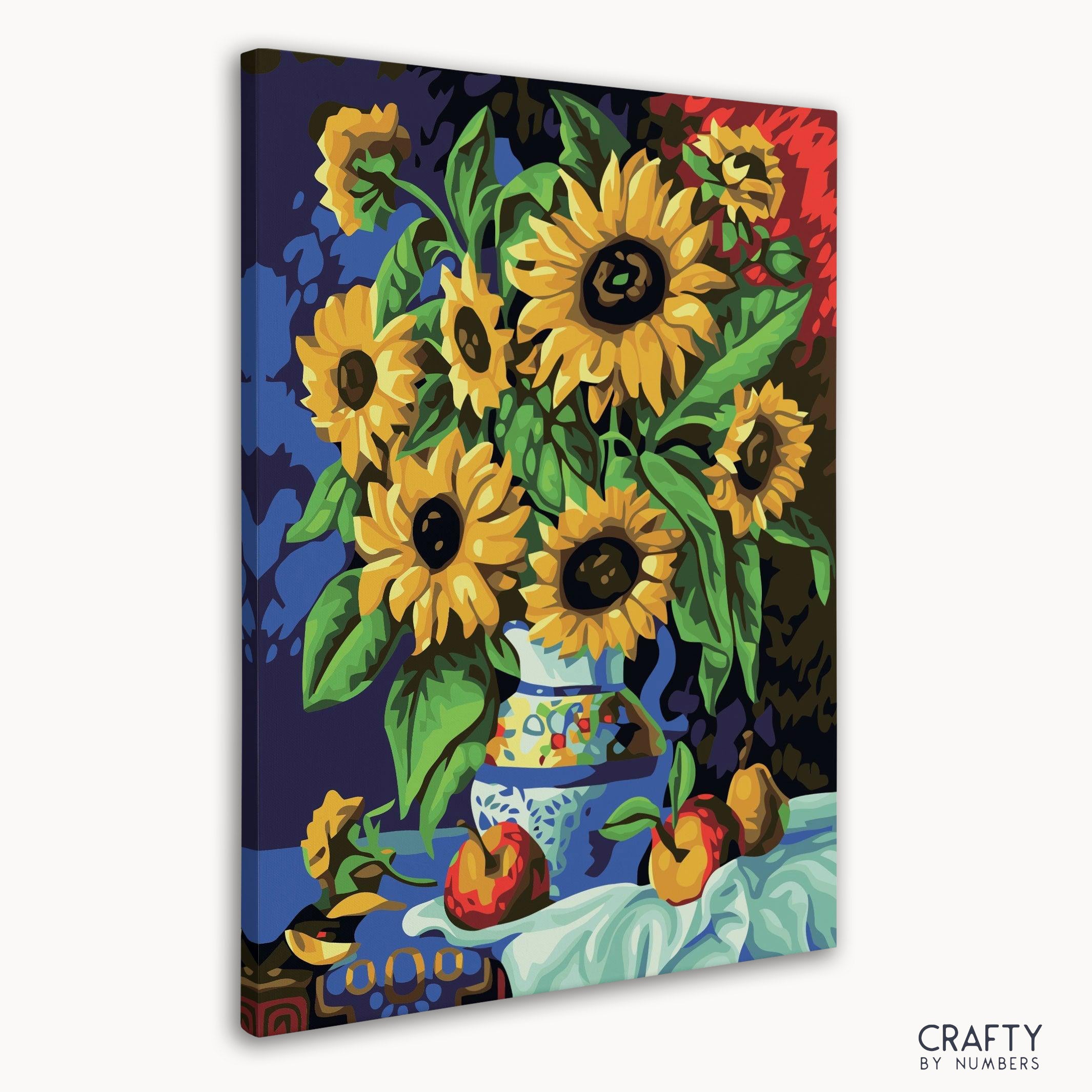 Detailed Still Life With Sunflowers paint by number inspired by van gogh famous paintings, famous art paintings, famous paintings of people, famous landscape paintings.