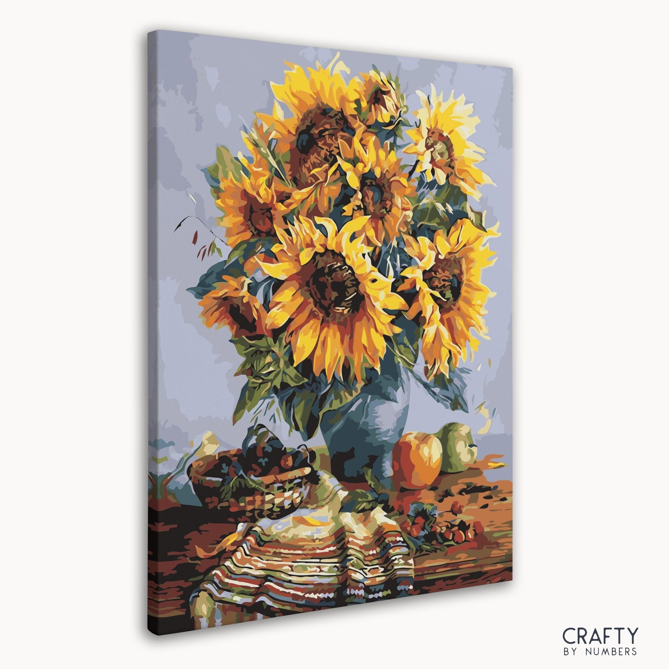 Vibrant Sunflowers Decor paint by number showcasing famous art paintings and van gogh famous paintings in a colorful style.