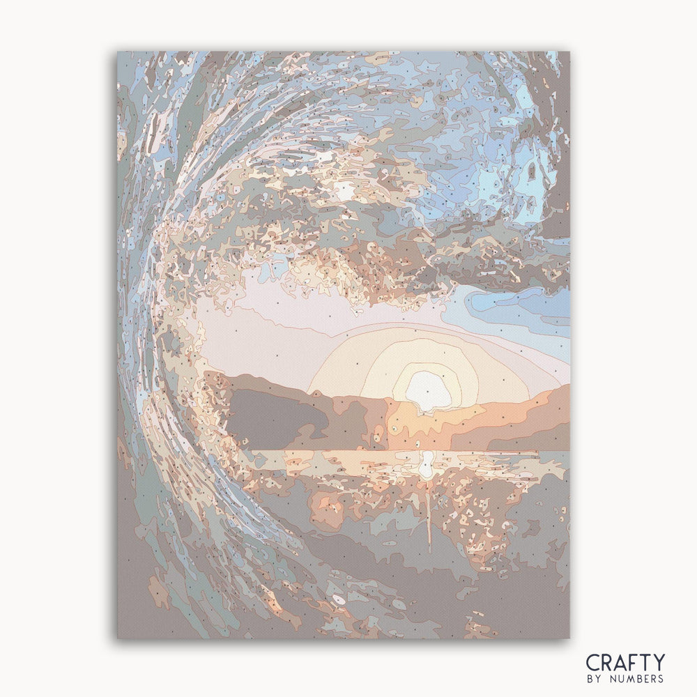 Sunset Wave paint by numbers kit canvas with pre-numbered wave design