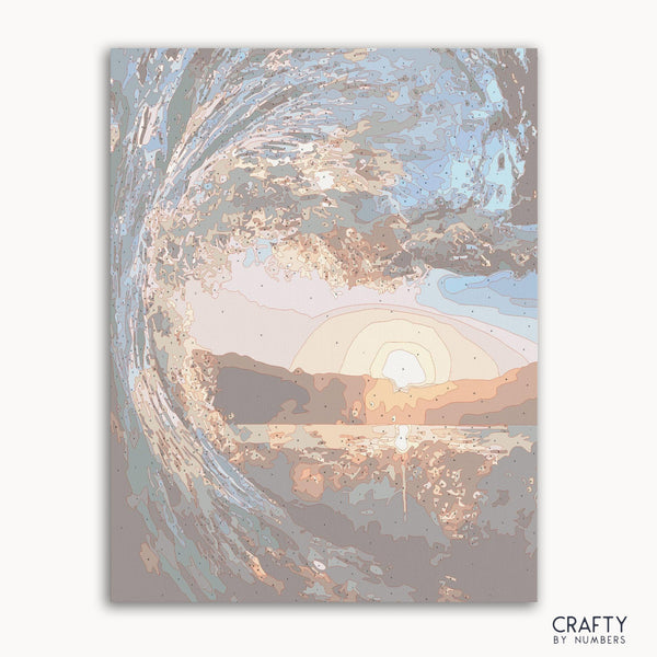 Sunset Wave paint by numbers kit canvas with pre-numbered wave design