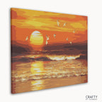 Close-up of Sunset Waves paint by numbers canvas showing numbered sections