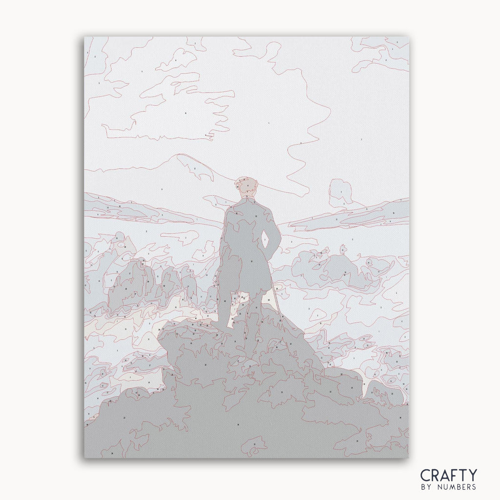 Wanderer Above The Sea of Fog paint-by-numbers kit front cover detailed view