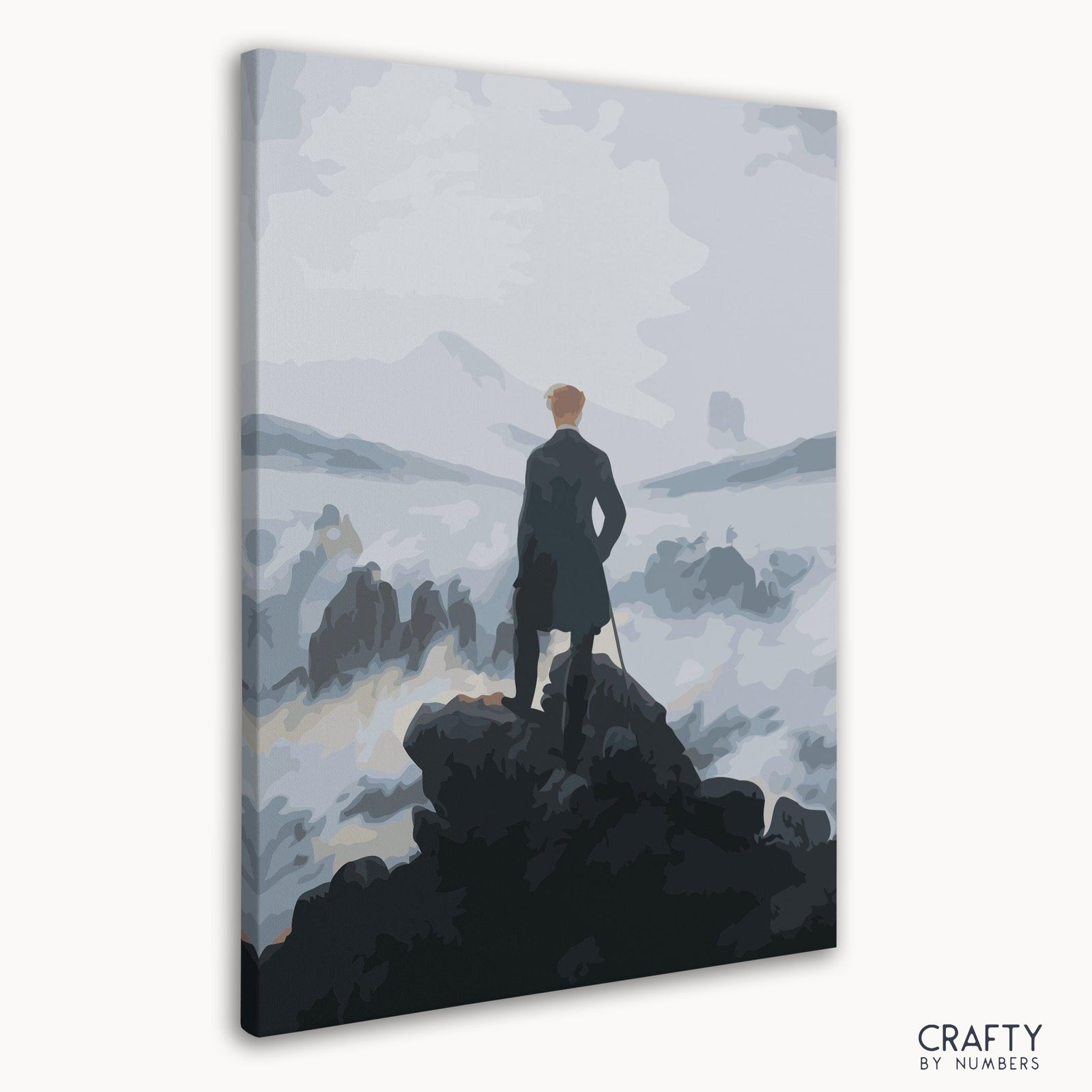 Close-up detail of Wanderer Above the Sea of Fog artwork