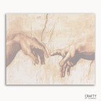 The Creation of Adam paint by numbers kit featuring famous paintings by Miguel Angel