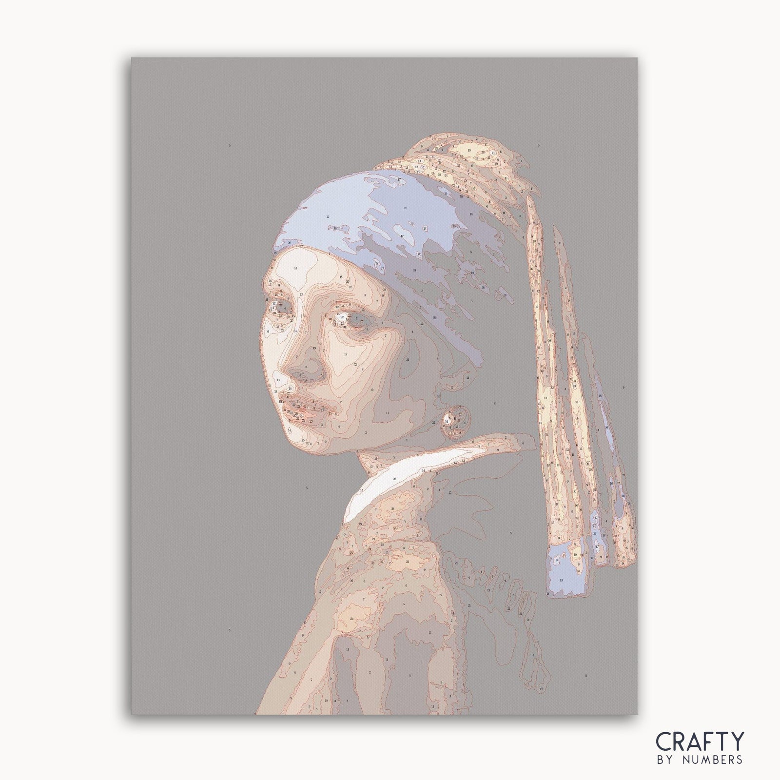 El kit de pintura por números La chica del pendiente de perla que captura el estilo de pinturas famosas de Johannes Vermeer