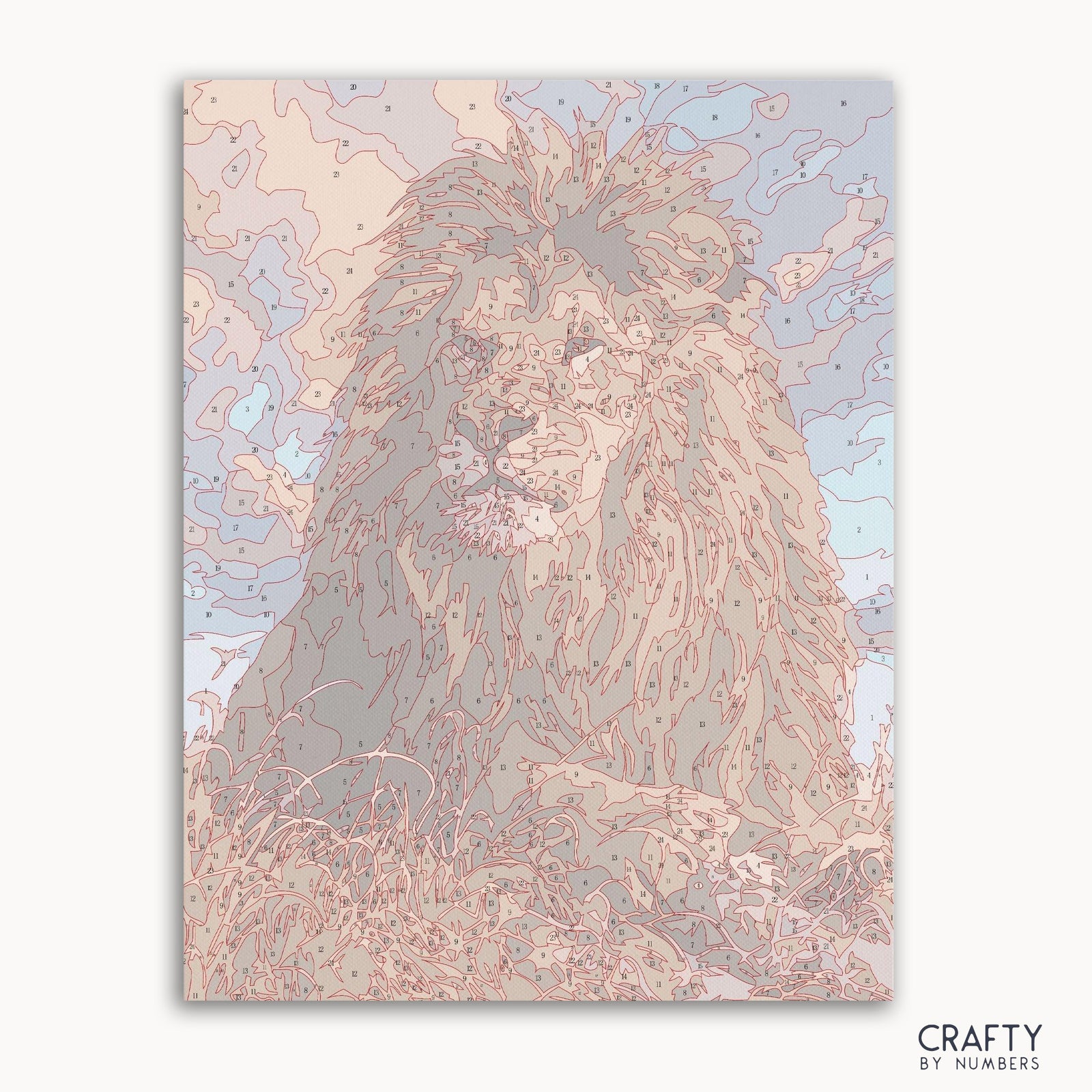 Das Malen nach Zahlen „King Lion Art“ mit lebendigen Farben, inspiriert von berühmten Gemälden und dem berühmten Gemäldestil von Van Gogh.