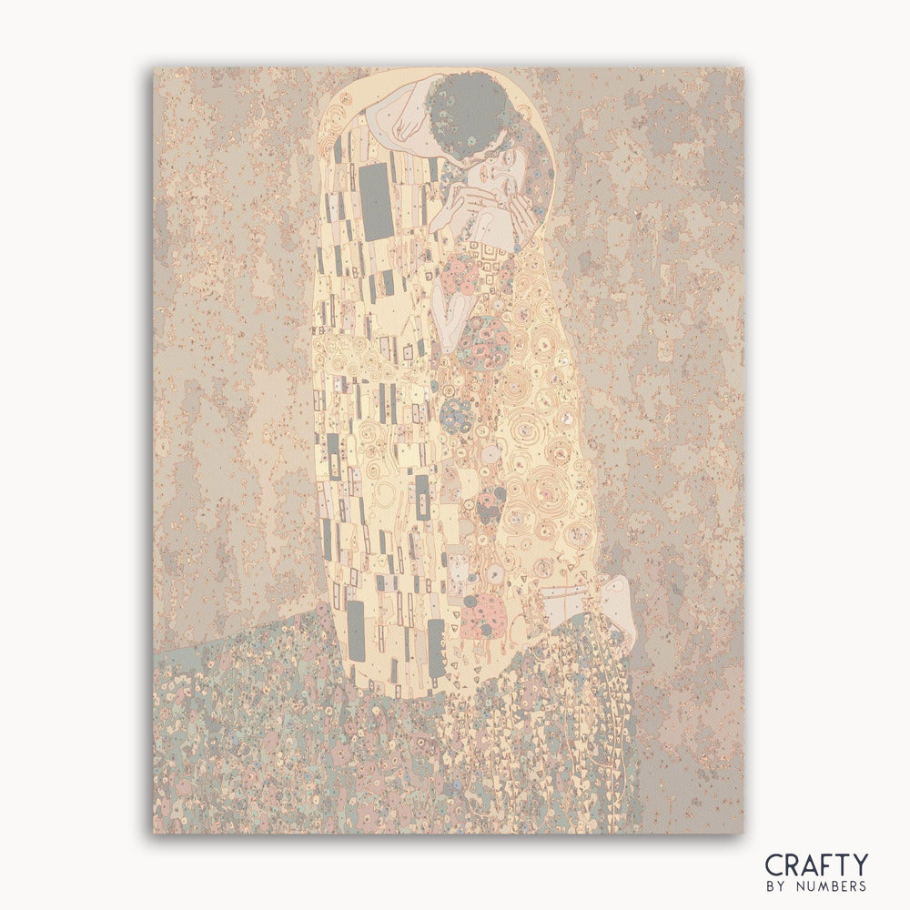 The Kiss by Gustav Klimt paint by numbers kit with golden patterns