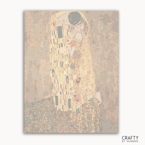 The Kiss by Gustav Klimt paint by numbers kit with golden patterns