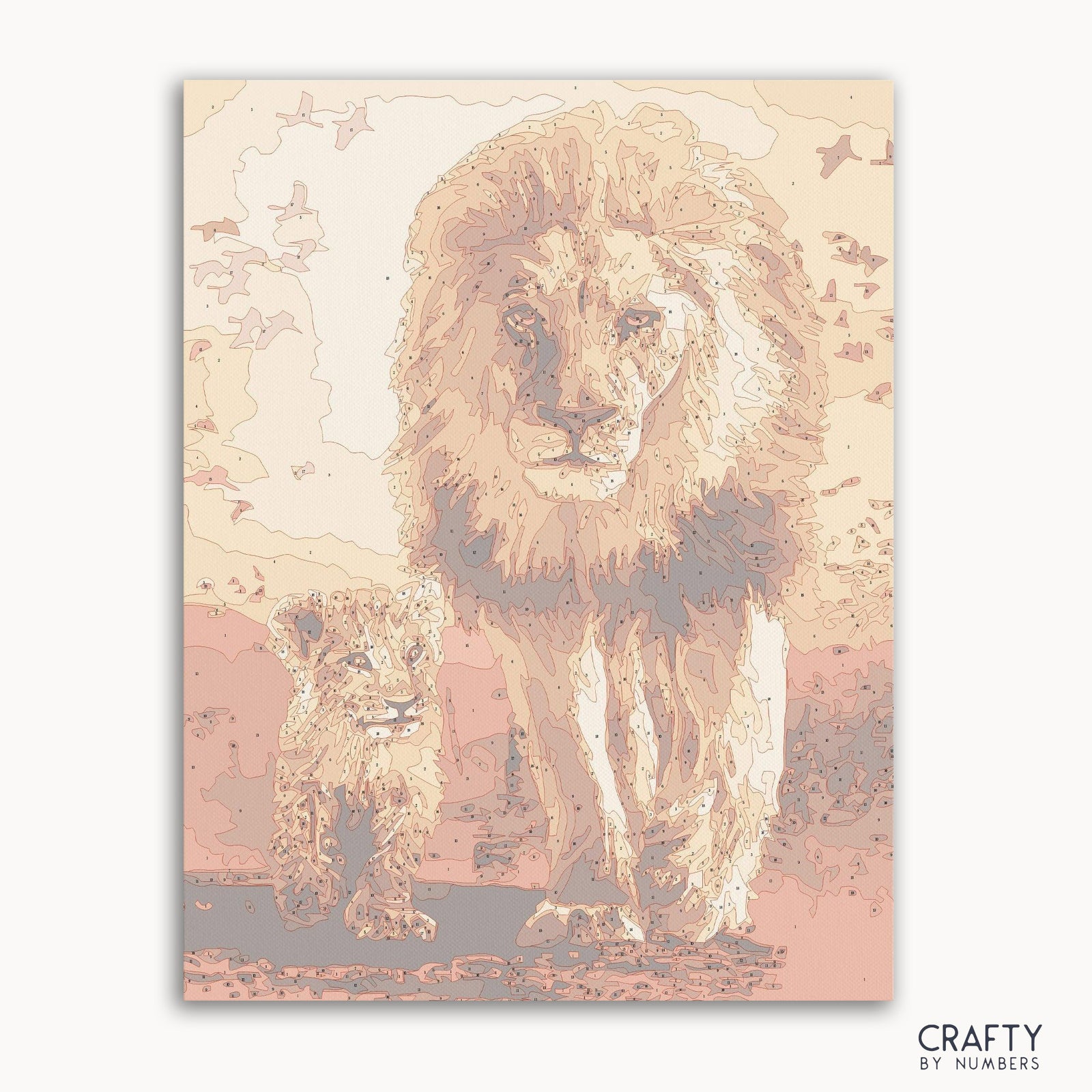 Le Roi Lion peint par numéro avec des couleurs vives, inspirées des peintures célèbres et des styles de peintures célèbres de Van Gogh.