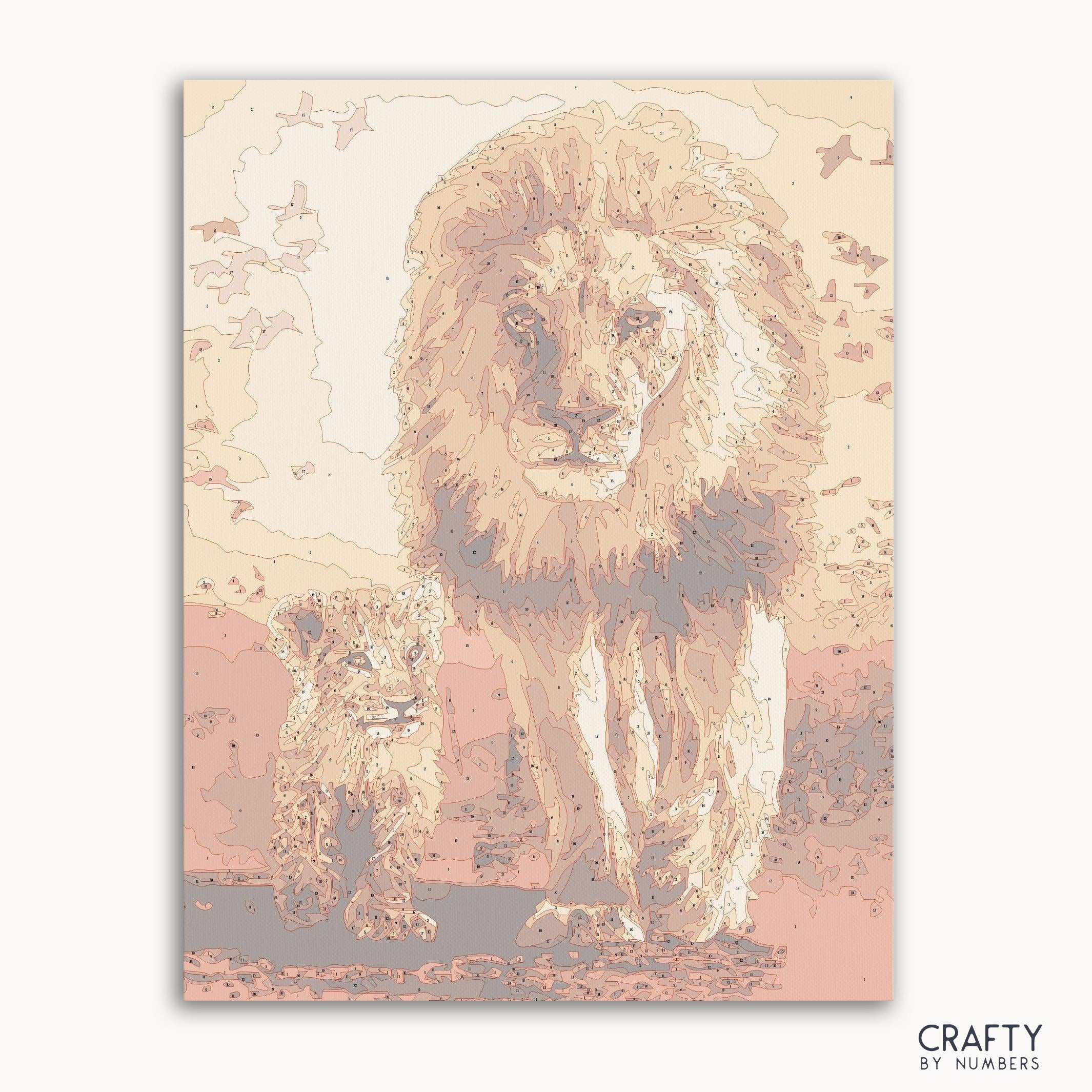 The Lion King paint by number featuring vibrant colors, inspired by famous paintings and van gogh famous paintings styles.