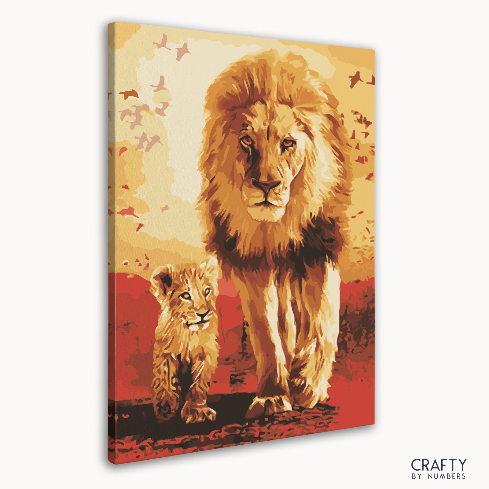 Peinture colorée du Roi Lion par scène numérique faisant écho à l'essence des peintures les plus célèbres de l'histoire de l'art.