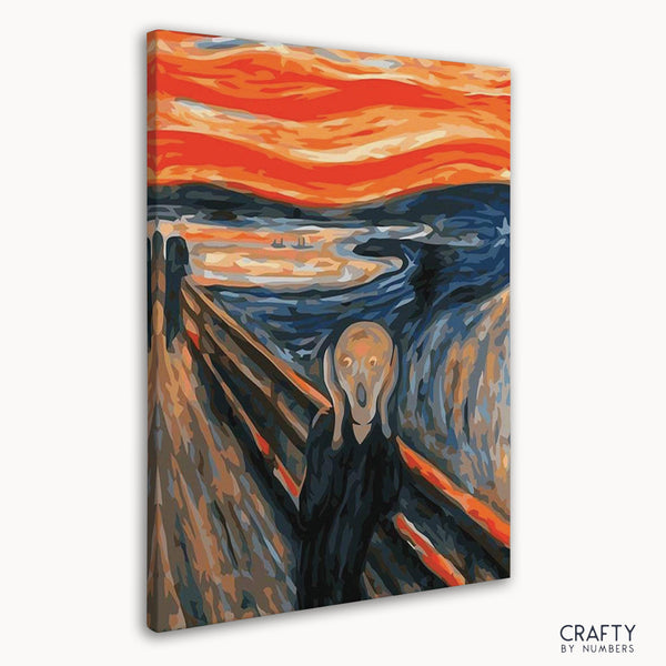 The Scream by Edvard Munch paint by numbers classic art kit showing iconic famous paintings style.