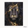 A paint by numbers kit featuring a black lion with gold accents on a puzzle-like board.