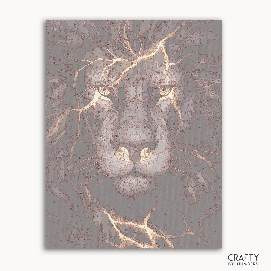 Thunder Black Lion paint by number artwork inspired by famous paintings showcasing bold colors and dynamic strokes.