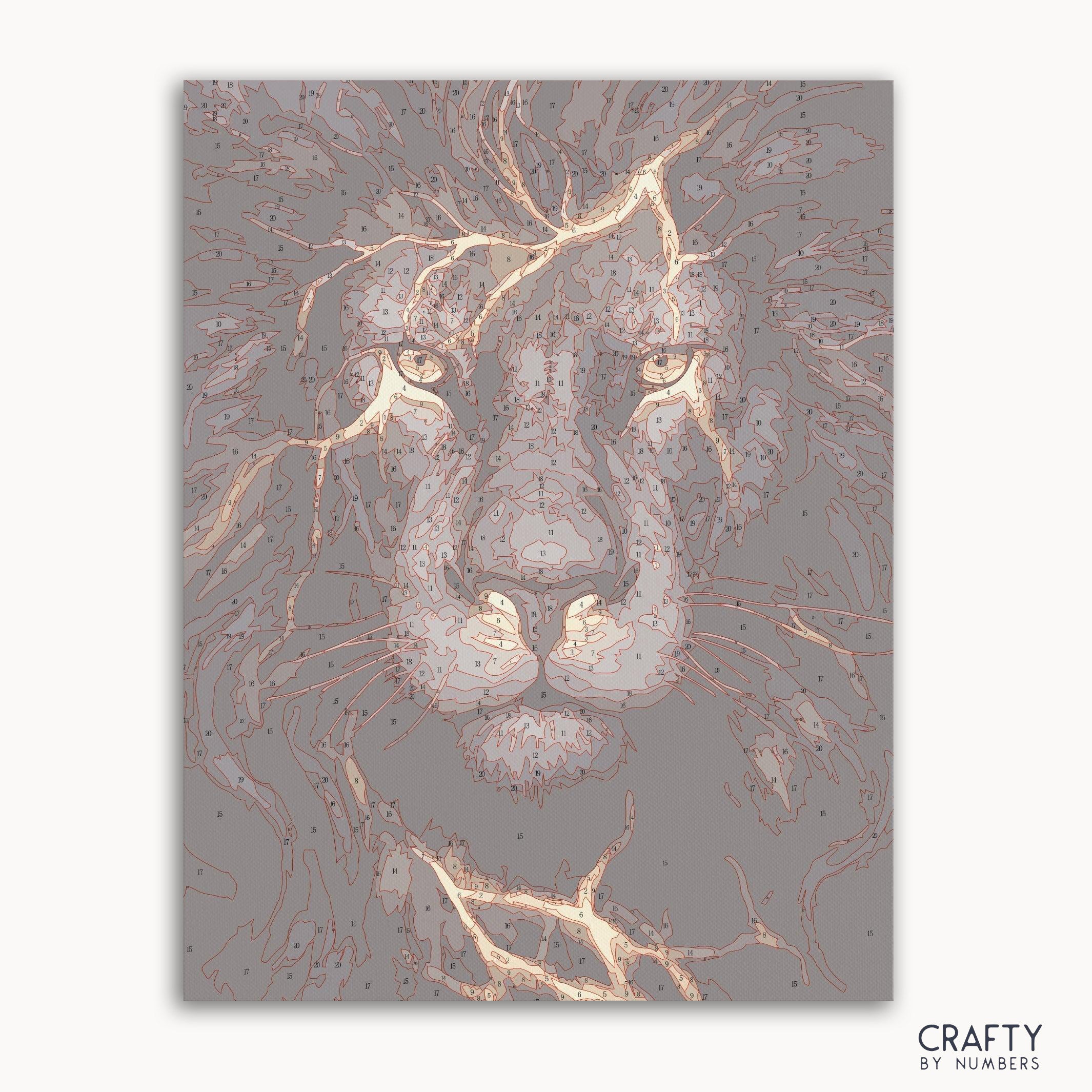 Thunder Black Lion paint by number artwork inspired by famous paintings showcasing bold colors and dynamic strokes.