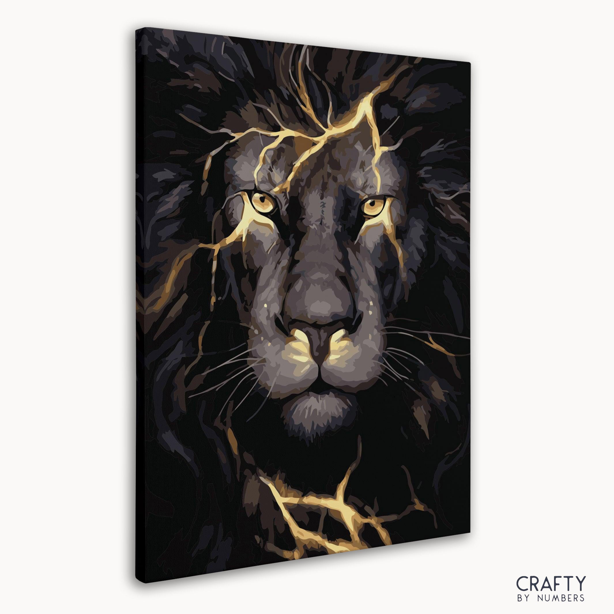 Thunder Black Lion paint by number reminiscent of vincent van gogh famous paintings with expressive brushwork and vivid contrasts.