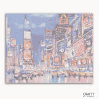 Times Square paint by number artwork inspired by famous paintings featuring vibrant city lights and famous landscape paintings.
