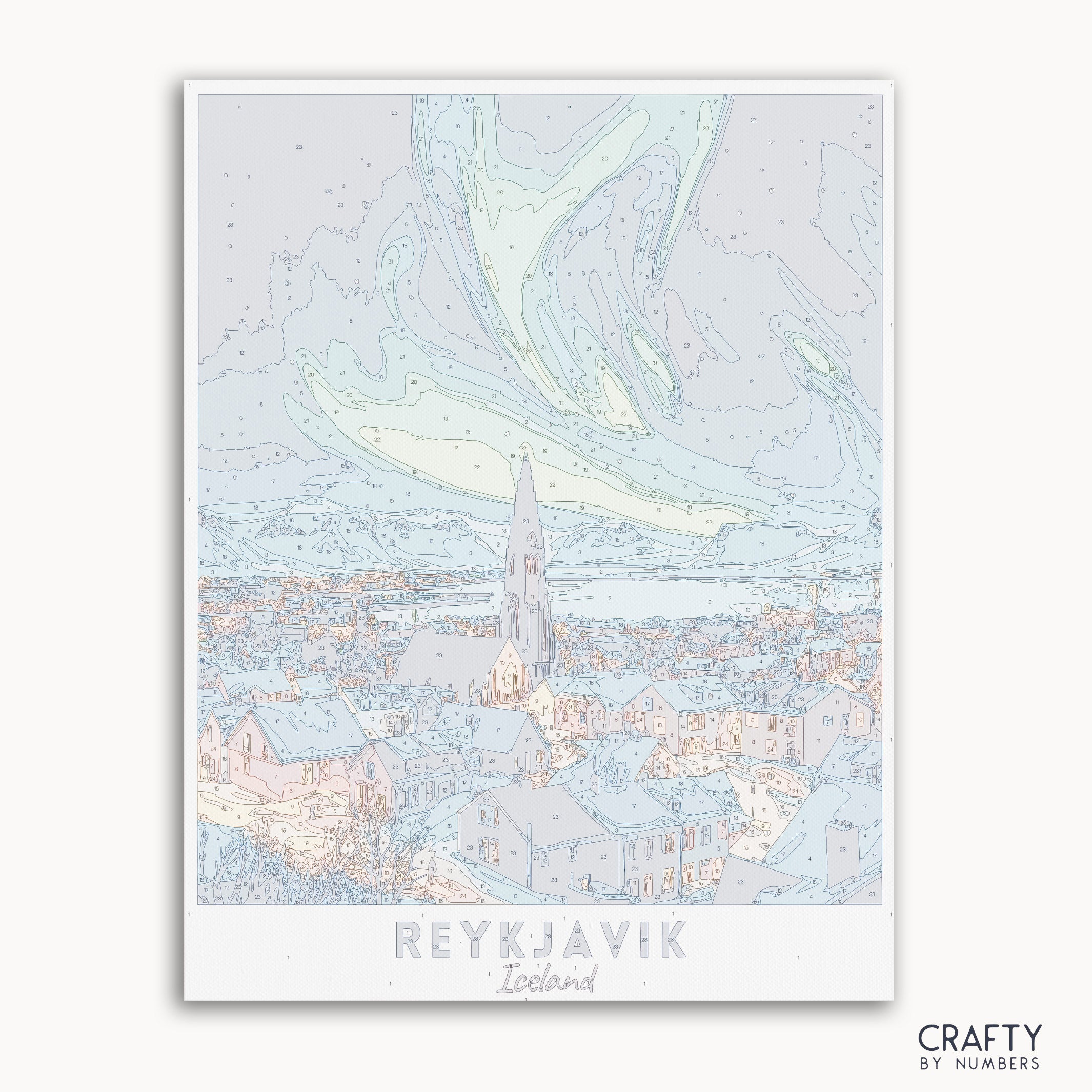 paint by numbers canvas of Reykjavik 